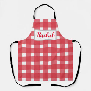 Red White Gingham Personalised  Apron