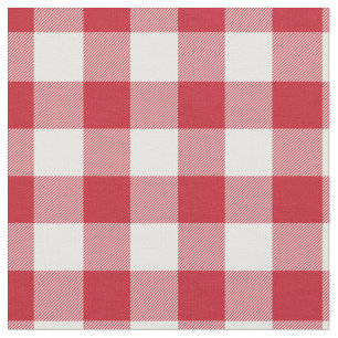 Red & White Gingham Plaid Fabric