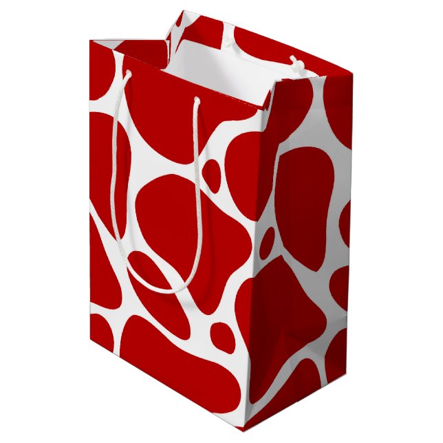 Red & White Giraffe Pattern Medium Gift Bag (Back Angled)