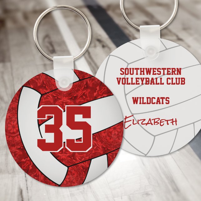 red white girls volleyball keychain bag tag (Creator Uploaded)