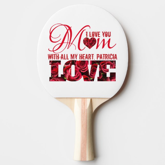 Red White Girly Chic Elegant Modern Mothers Day Ping Pong Paddle (Front)