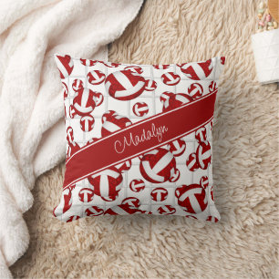 red white girly team colours volleyballs net accen cushion