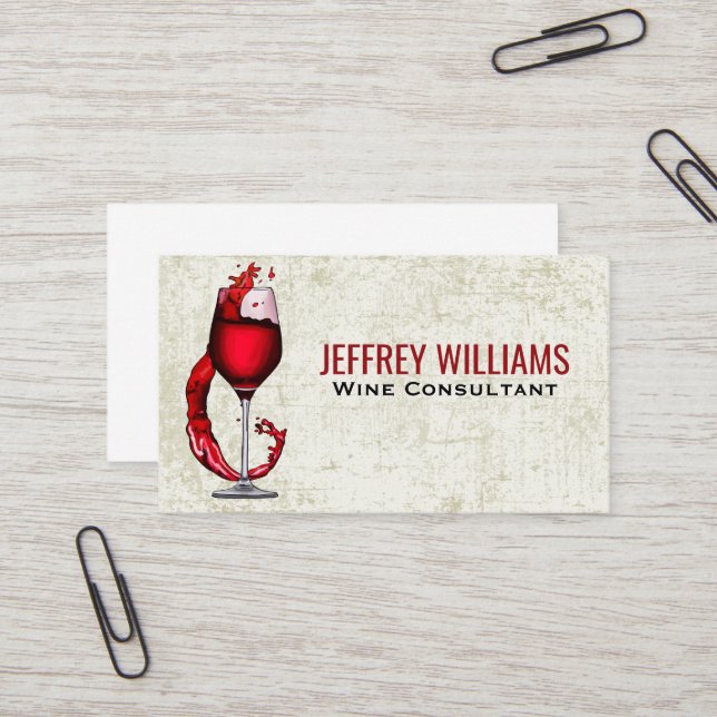 Red White Glass with Splash Pour Business Card (Front/Back In Situ)
