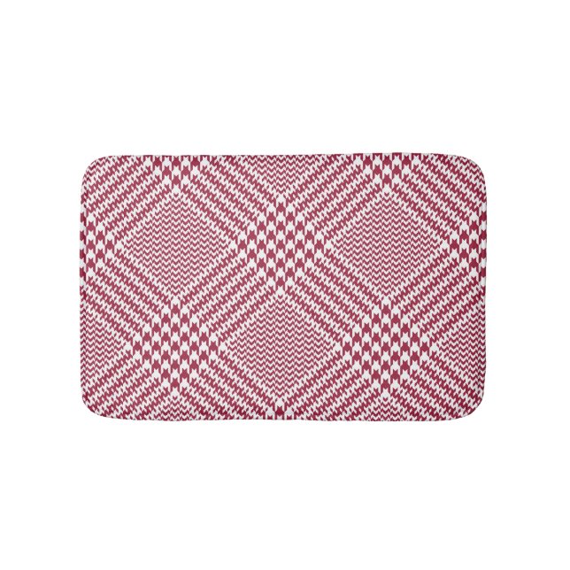 Red White Glen Plaid: Tweed Tartan Bath Mat (Front)