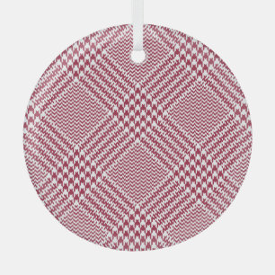 Red White Glen Plaid: Tweed Tartan Glass Tree Decoration