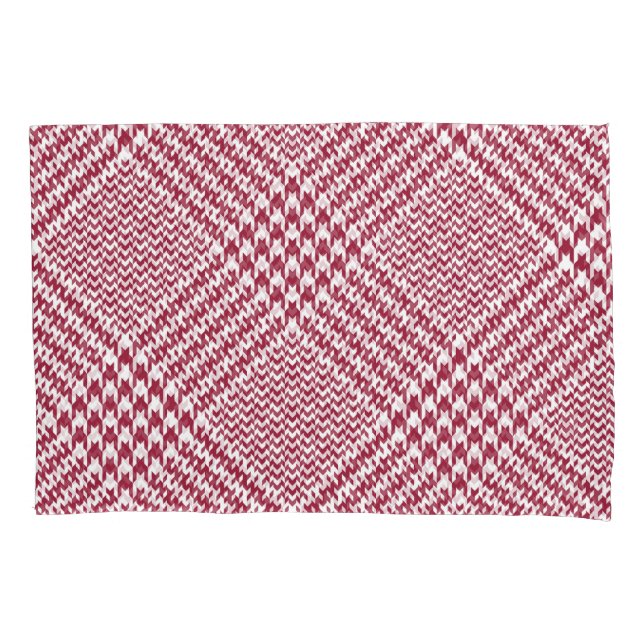 Red White Glen Plaid: Tweed Tartan Pillowcase (Front)