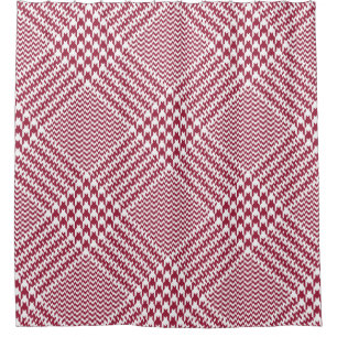 Red White Glen Plaid: Tweed Tartan Shower Curtain