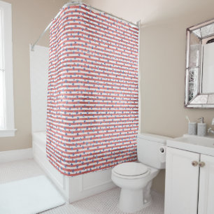 Red White Glitter Blue Stars Stripes Shower Curtain