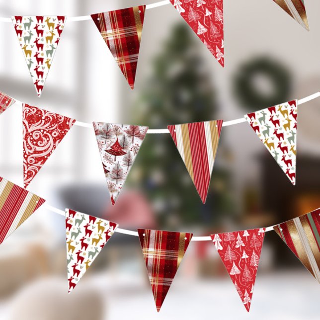 Red White Gold Christmas Patterns ID1009 Bunting (Creator Uploaded)