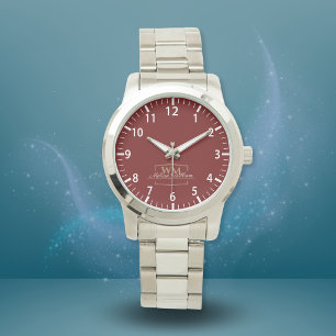 Red White Gold Monogram Name Script Watch