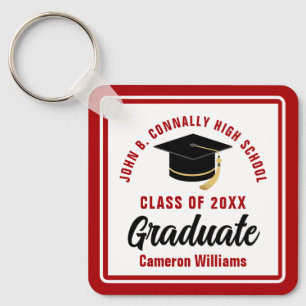 Red White Graduate 2023 Personalized Graduation Key Ring