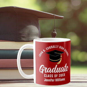 Red White Graduate Personalised 2025 Graduation Coffee Mug