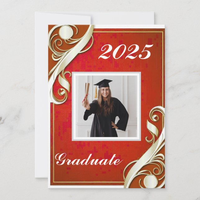 Red White Graduation 2025 Invitation (Front)