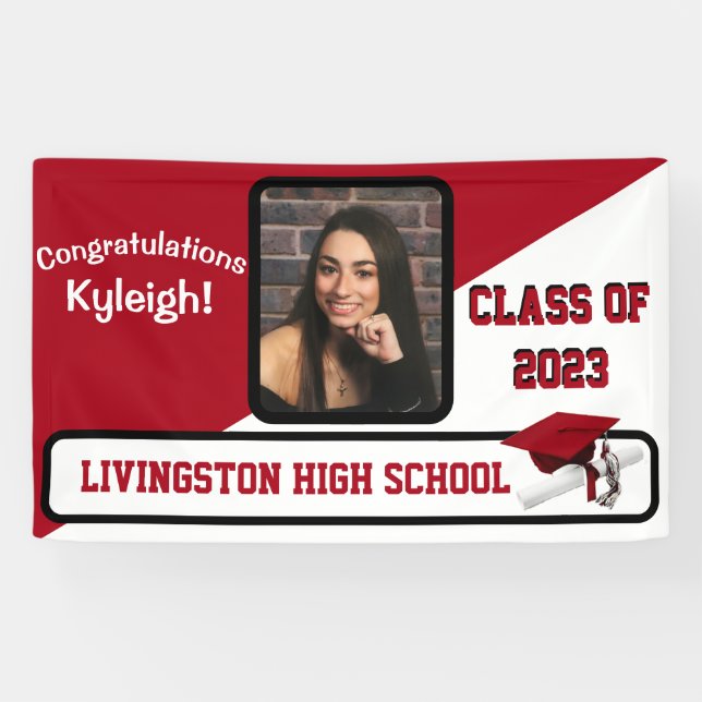 Red & White Graduation Banner (Horizontal)