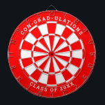 Red & White Graduation | Custom Text Dartboard<br><div class="desc">Change the background colour to the school colour and personalise the text as needed. Congratulate the grad in your life with your desired messages such as "CON-GRAD-ULATIONS CLASS OF 20XX". This dartboard would be great to double as an activity to have at the graduation party as well as a graduation...</div>