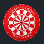 Red & White Graduation | Custom Text Dartboard<br><div class="desc">Change the background colour to the school colour and personalise the text as needed. Congratulate the grad in your life with your desired messages such as "CON-GRAD-ULATIONS CLASS OF 20XX". This dartboard would be great to double as an activity to have at the graduation party as well as a graduation...</div>