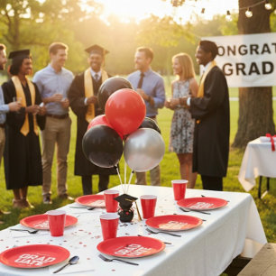 Red & White Graduation Party Customisable Paper Plate