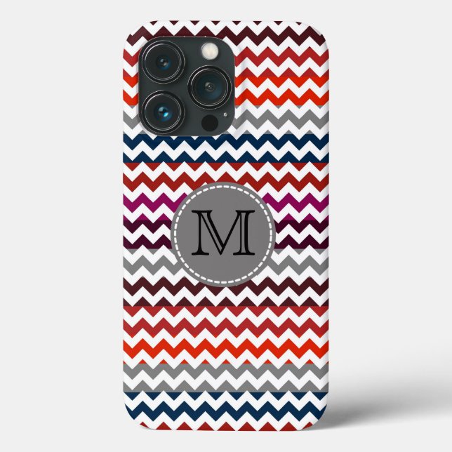 Red White Gray Chevron Zigzag Monogram Case-Mate iPhone Case (Back)