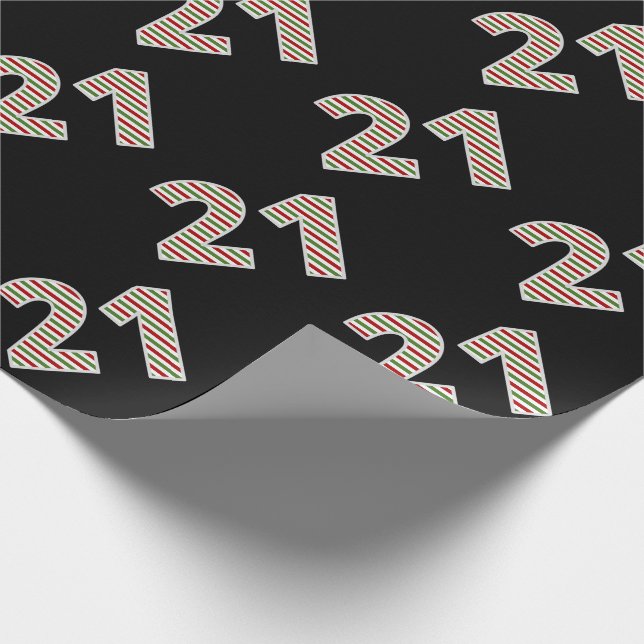Red, White, Green "21" 21st Event on Christmas Day Wrapping Paper (Corner)