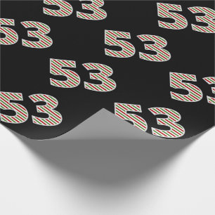 Red, White, Green "53" 53rd Event on Christmas Day Wrapping Paper