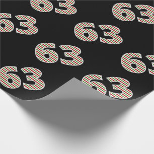 Red, White, Green "63" 63rd Event on Christmas Day Wrapping Paper