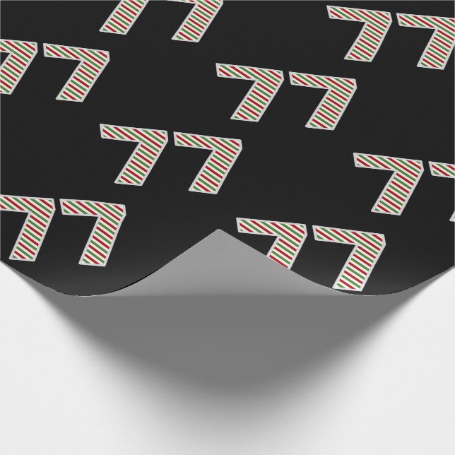 Red, White, Green "77" 77th Event on Christmas Day Wrapping Paper (Corner)