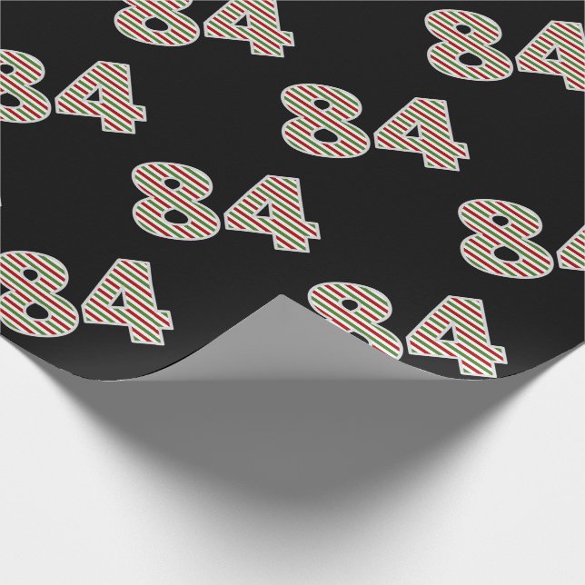 Red, White, Green "84" 84th Event on Christmas Day Wrapping Paper (Corner)