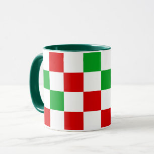 Red White Green Chequered Pattern Design Mug
