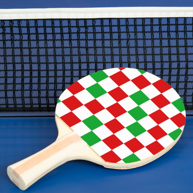 Red White Green Chequered Pattern Design  Ping Pong Paddle (Insitu)