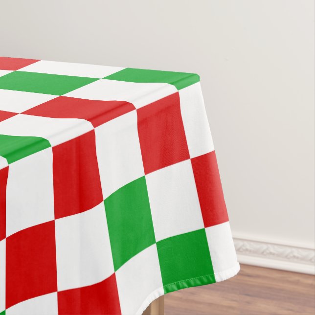 Red White Green Chequered Pattern Design  Tablecloth (In Situ)