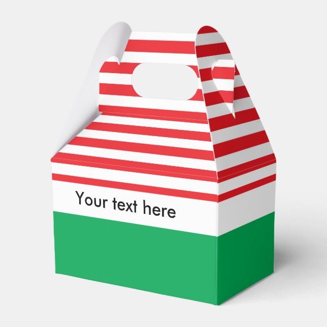 Red White Green Christmas Party Favour Boxes (Front Side)
