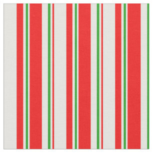 Red, White, Green Christmas Style Lines Fabric