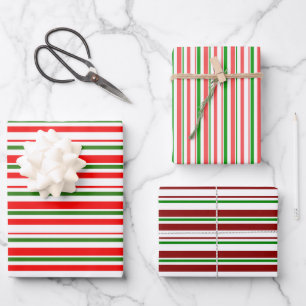Red, White, Green Coloured Christmas-Inspired Wrapping Paper Sheet