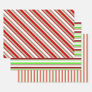 Red, White, Green Coloured Christmas Inspired Wrapping Paper Sheet