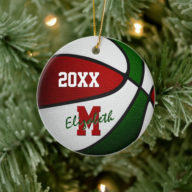 red white green festive girls boys basketball ceramic tree decoration (Tree)