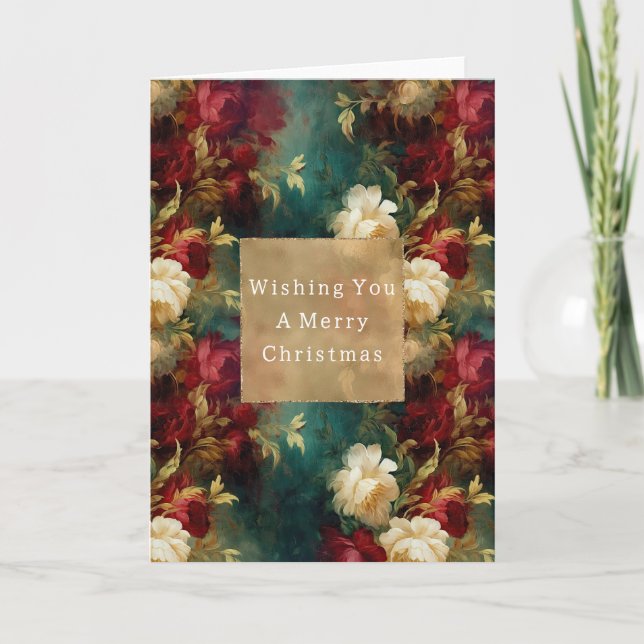 Red White Green Flowers Card (Front)