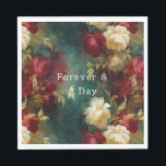 Red White Green Flowers Napkin<br><div class="desc">Red White Green Flowers romantic love</div>