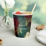 Red White Green Flowers Paper Cups<br><div class="desc">Red White Green Flowers romantic love</div>