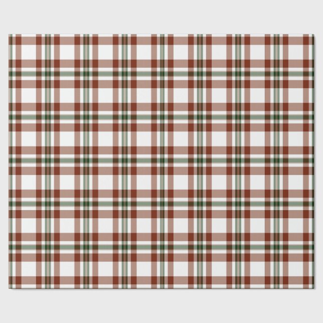 Red, White & Green Holiday Plaid Wrapping Paper (Seam)