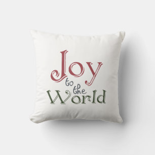 Red White Green Joy to the World Cushion