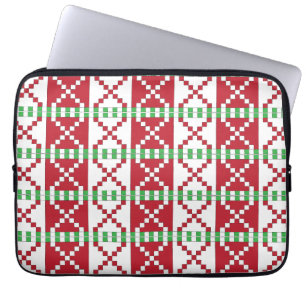 Red, white, green Latvian Latgale Ethnic Folk art Laptop Sleeve