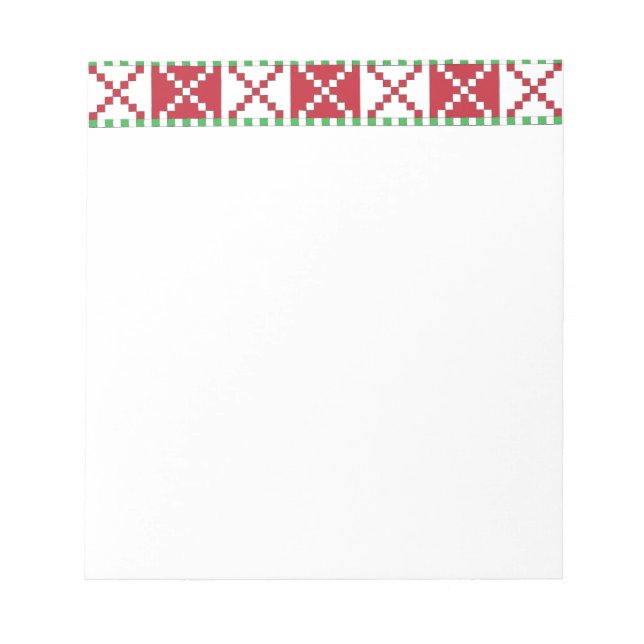 Red, white, green Latvian Latgale Ethnic Folk art Notepad (Front)