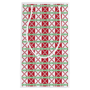 Red, white, green Latvian Latgale Ethnic Folk art Small Gift Bag