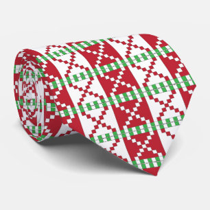 Red, white, green Latvian Latgale Ethnic Folk art Tie