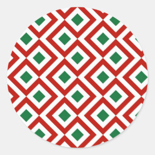 Red, White, Green Meander Classic Round Sticker