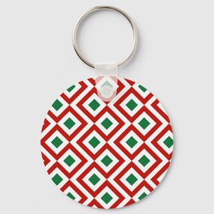 Red, White, Green Meander Key Ring