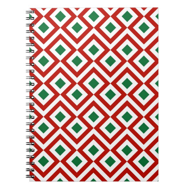 Red, White, Green Meander Notebook (Front)