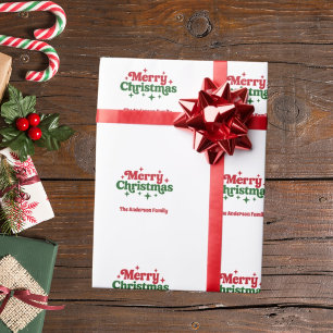 Red white green Merry Christmas Wrapping Paper