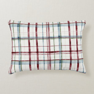 Red White Green Plaid Stripes Decorative Cushion
