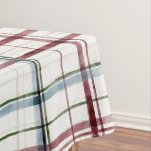 Red White Green Plaid Stripes Tablecloth
